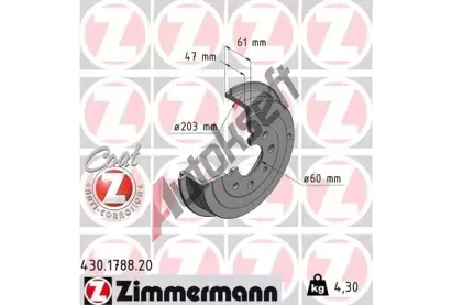 ZIMMERMANN Brzdový buben COAT Z ZIM 430.1788.20, 430.1788.20 ZIMMERMANN Brzdový buben COAT Z ZIM 430.1788.20, 430.1788.20