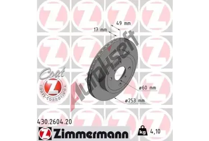 ZIMMERMANN Brzdov kotou COAT Z - 253 mm ZIM 430.2604.20, 430.2604.20