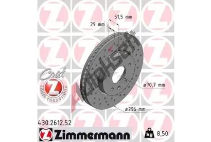 ZIMMERMANN Brzdov kotou drkovan SPORT COAT Z - 296 mm ZIM 430.2612.52, 430.2612.52