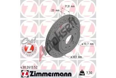 ZIMMERMANN Brzdov kotou drkovan SPORT COAT Z - 303 mm ZIM 430.2613.52, 430.2613.52