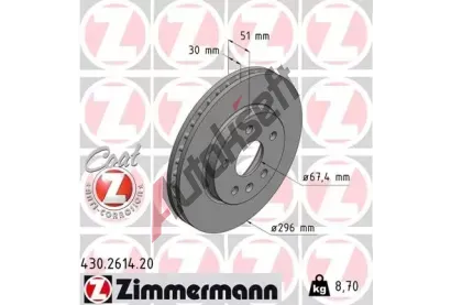 ZIMMERMANN Brzdov kotou COAT Z - 296 mm ZIM 430.2614.20, 430.2614.20