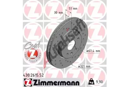 ZIMMERMANN Brzdov kotou drkovan SPORT COAT Z - 321 mm ZIM 430.2615.52, 430.2615.52