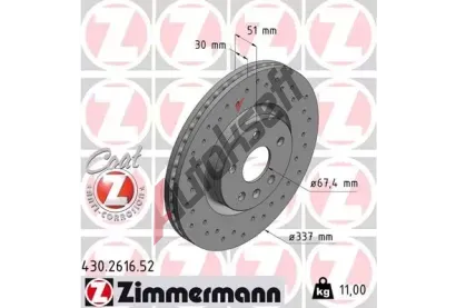 ZIMMERMANN Brzdov kotou drkovan SPORT COAT Z - 337 mm ZIM 430.2616.52, 430.2616.52