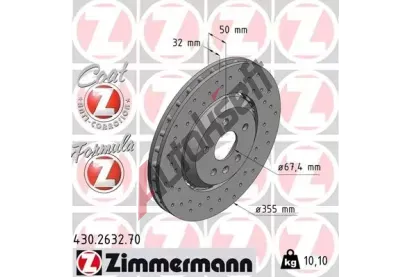 ZIMMERMANN Brzdov kotou FORMULA Z COAT Z - 355 mm ZIM 430.2632.70, 430.2632.70