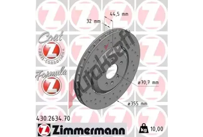 ZIMMERMANN Brzdov kotou FORMULA Z COAT Z - 355 mm ZIM 430.2634.70, 430.2634.70