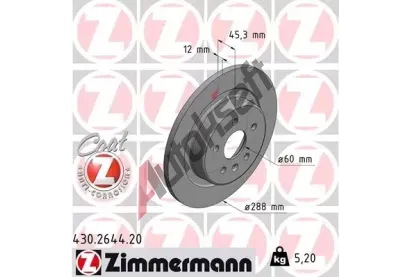 ZIMMERMANN Brzdov kotou COAT Z - 288 mm ZIM 430.2644.20, 430.2644.20