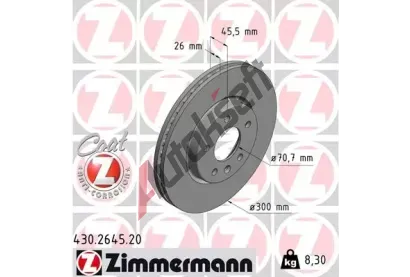 ZIMMERMANN Brzdový kotouč COAT Z - 300 mm ZIM 430.2645.20, 430.2645.20 ZIMMERMANN Brzdový kotouč COAT Z - 300 mm ZIM 430.2645.20, 430.2645.20