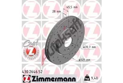 ZIMMERMANN Brzdov kotou SPORT COAT Z - 321 mm ZIM 430.2646.52, 430.2646.52