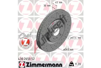 ZIMMERMANN Brzdov kotou SPORT COAT Z - 345 mm ZIM 430.2650.52, 430.2650.52