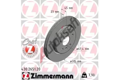 ZIMMERMANN Brzdov kotou COAT Z - 315 mm ZIM 430.2651.20, 430.2651.20