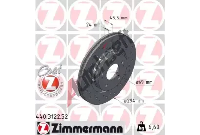 ZIMMERMANN Brzdov kotou drkovan SPORT COAT Z - 294 mm ZIM 440.3122.52, 440.3122.52