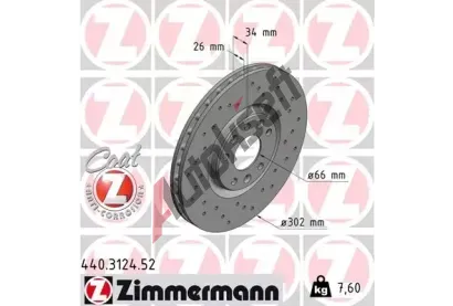 ZIMMERMANN Brzdový kotouč SPORT COAT Z - 302 mm ZIM 440.3124.52, 440.3124.52 ZIMMERMANN Brzdový kotouč SPORT COAT Z - 302 mm ZIM 440.3124.52, 440.3124.52