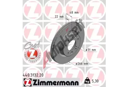 ZIMMERMANN Brzdový kotouč COAT Z - 266 mm ZIM 440.3132.20, 440.3132.20 ZIMMERMANN Brzdový kotouč COAT Z - 266 mm ZIM 440.3132.20, 440.3132.20