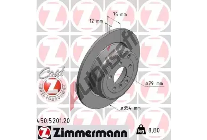 ZIMMERMANN Brzdový kotouč COAT Z - 354 mm ZIM 450.5201.20, 450.5201.20  ZIMMERMANN Brzdový kotouč COAT Z - 354 mm ZIM 450.5201.20, 450.5201.20