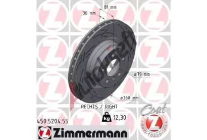 ZIMMERMANN Brzdový kotouč BLACK Z - 360 mm ZIM 450.5204.55, 450.5204.55  ZIMMERMANN Brzdový kotouč BLACK Z - 360 mm ZIM 450.5204.55, 450.5204.55