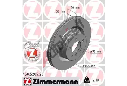 ZIMMERMANN Brzdový kotouč COAT Z - 344 mm ZIM 450.5205.20, 450.5205.20 ZIMMERMANN Brzdový kotouč COAT Z - 344 mm ZIM 450.5205.20, 450.5205.20