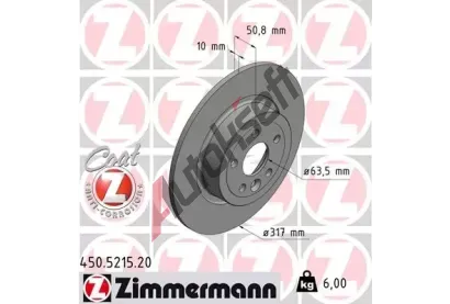 ZIMMERMANN Brzdový kotouč COAT Z - 317 mm ZIM 450.5215.20, 450.5215.20 ZIMMERMANN Brzdový kotouč COAT Z - 317 mm ZIM 450.5215.20, 450.5215.20