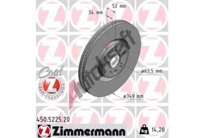 ZIMMERMANN Brzdový kotouč COAT Z - 349 mm ZIM 450.5225.20, 450.5225.20  ZIMMERMANN Brzdový kotouč COAT Z - 349 mm ZIM 450.5225.20, 450.5225.20