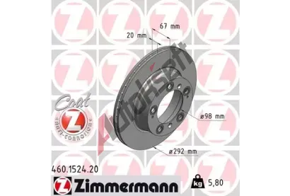 ZIMMERMANN Brzdov kotou COAT Z - 292 mm ZIM 460.1524.20, 460.1524.20