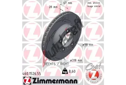 ZIMMERMANN Brzdový kotouč BLACK Z - 318 mm ZIM 460.1526.55, 460.1526.55 ZIMMERMANN Brzdový kotouč BLACK Z - 318 mm ZIM 460.1526.55, 460.1526.55