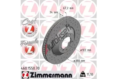 ZIMMERMANN Brzdový kotouč FORMULA Z COAT Z - 380 mm ZIM 460.1550.70, 460.1550.70 ZIMMERMANN Brzdový kotouč FORMULA Z COAT Z - 380 mm ZIM 460.1550.70, 460.1550.70