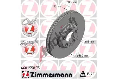 ZIMMERMANN Brzdový kotouč FORMULA Z COAT Z - 380 mm ZIM 460.1558.75, 460.1558.75  ZIMMERMANN Brzdový kotouč FORMULA Z COAT Z - 380 mm ZIM 460.1558.75, 460.1558.75