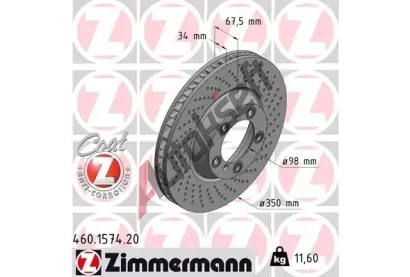 ZIMMERMANN Brzdov� kotou� d�rkovan� COAT Z - 350 mm ZIM 460.1574.20, 460.1574.20