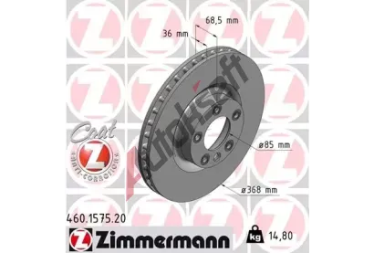 ZIMMERMANN Brzdov kotou COAT Z - 368 mm ZIM 460.1575.20, 460.1575.20