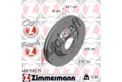 ZIMMERMANN Brzdov kotou drkovan FORMULA Z - 390 mm ZIM 460.1585.75, 460.1585.75