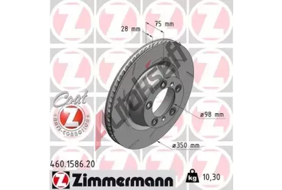 ZIMMERMANN Brzdový kotouč COAT Z - 350 mm ZIM 460.1586.20, 460.1586.20  ZIMMERMANN Brzdový kotouč COAT Z - 350 mm ZIM 460.1586.20, 460.1586.20