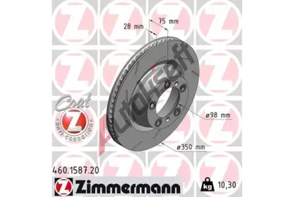 ZIMMERMANN Brzdový kotouč COAT Z - 350 mm ZIM 460.1587.20, 460.1587.20  ZIMMERMANN Brzdový kotouč COAT Z - 350 mm ZIM 460.1587.20, 460.1587.20
