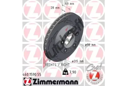 ZIMMERMANN Brzdov kotou BLACK Z - 315 mm ZIM 460.1590.55, 460.1590.55