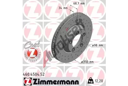 ZIMMERMANN Brzdov kotou SPORT COAT Z - 350 mm ZIM 460.4504.52, 460.4504.52