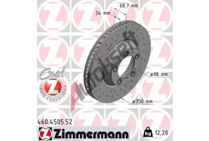 ZIMMERMANN Brzdov kotou SPORT COAT Z - 350 mm ZIM 460.4505.52, 460.4505.52