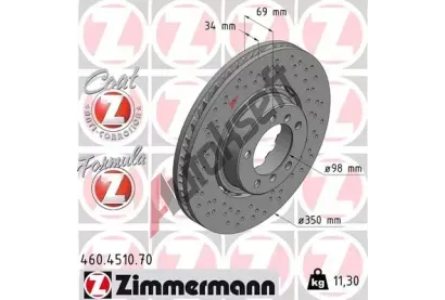 ZIMMERMANN Brzdový kotouč FORMULA Z COAT Z - 350 mm ZIM 460.4510.70, 460.4510.70  ZIMMERMANN Brzdový kotouč FORMULA Z COAT Z - 350 mm ZIM 460.4510.70, 460.4510.70