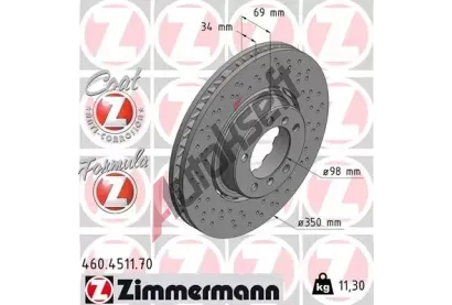 ZIMMERMANN Brzdový kotouč FORMULA Z COAT Z - 350 mm ZIM 460.4511.70, 460.4511.70  ZIMMERMANN Brzdový kotouč FORMULA Z COAT Z - 350 mm ZIM 460.4511.70, 460.4511.70