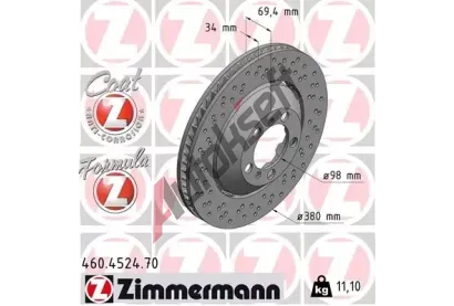 ZIMMERMANN Brzdový kotouč FORMULA Z COAT Z - 380 mm ZIM 460.4524.70, 460.4524.70  ZIMMERMANN Brzdový kotouč FORMULA Z COAT Z - 380 mm ZIM 460.4524.70, 460.4524.70