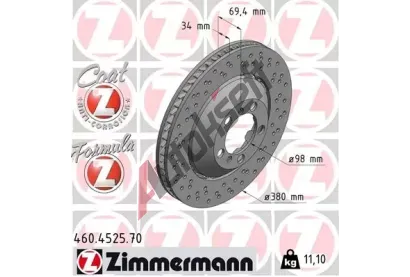 ZIMMERMANN Brzdový kotouč FORMULA Z COAT Z - 380 mm ZIM 460.4525.70, 460.4525.70 ZIMMERMANN Brzdový kotouč FORMULA Z COAT Z - 380 mm ZIM 460.4525.70, 460.4525.70