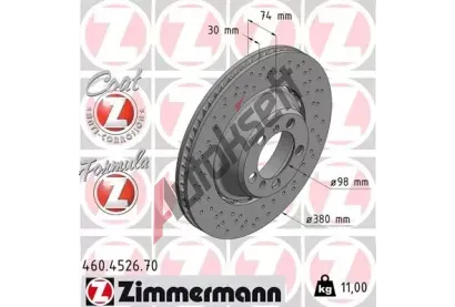 ZIMMERMANN Brzdový kotouč FORMULA Z COAT Z - 380 mm ZIM 460.4526.70, 460.4526.70  ZIMMERMANN Brzdový kotouč FORMULA Z COAT Z - 380 mm ZIM 460.4526.70, 460.4526.70