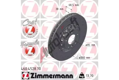 ZIMMERMANN Brzdový kotouč FORMULA Z COAT Z - 390 mm ZIM 460.4528.70, 460.4528.70  ZIMMERMANN Brzdový kotouč FORMULA Z COAT Z - 390 mm ZIM 460.4528.70, 460.4528.70