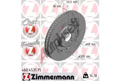 ZIMMERMANN Brzdov kotou FORMULA Z COAT Z - 390 mm ZIM 460.4531.75, 460.4531.75