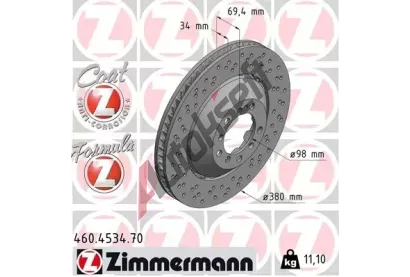 ZIMMERMANN Brzdov kotou FORMULA Z COAT Z - 380 mm ZIM 460.4534.70, 460.4534.70