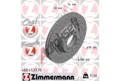 ZIMMERMANN Brzdový kotouč FORMULA Z COAT Z - 380 mm ZIM 460.4537.70, 460.4537.70  ZIMMERMANN Brzdový kotouč FORMULA Z COAT Z - 380 mm ZIM 460.4537.70, 460.4537.70
