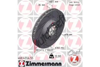 ZIMMERMANN Brzdový kotouč BLACK Z - 360 mm ZIM 460.4554.55, 460.4554.55  ZIMMERMANN Brzdový kotouč BLACK Z - 360 mm ZIM 460.4554.55, 460.4554.55