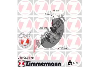 ZIMMERMANN Brzdový kotouč COAT Z - 260 mm ZIM 470.5401.20, 470.5401.20 ZIMMERMANN Brzdový kotouč COAT Z - 260 mm ZIM 470.5401.20, 470.5401.20