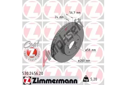 ZIMMERMANN Brzdov kotou COAT Z - 260 mm ZIM 530.2456.20, 530.2456.20