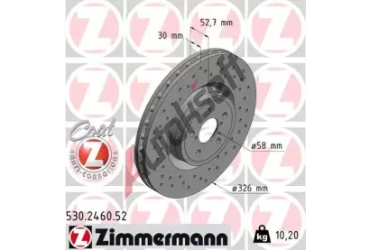 ZIMMERMANN Brzdov kotou SPORT COAT Z - 326 mm ZIM 530.2460.52, 530.2460.52