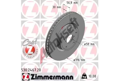 ZIMMERMANN Brzdov kotou COAT Z - 316 mm ZIM 530.2467.20, 530.2467.20