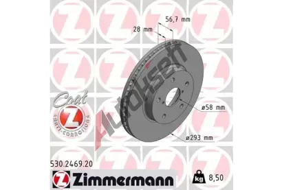 ZIMMERMANN Brzdový kotouč COAT Z - 293 mm ZIM 530.2469.20, 530.2469.20 ZIMMERMANN Brzdový kotouč COAT Z - 293 mm ZIM 530.2469.20, 530.2469.20