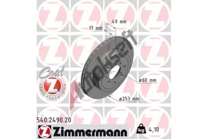 ZIMMERMANN Brzdov kotou COAT Z - 253 mm ZIM 540.2490.20, 540.2490.20